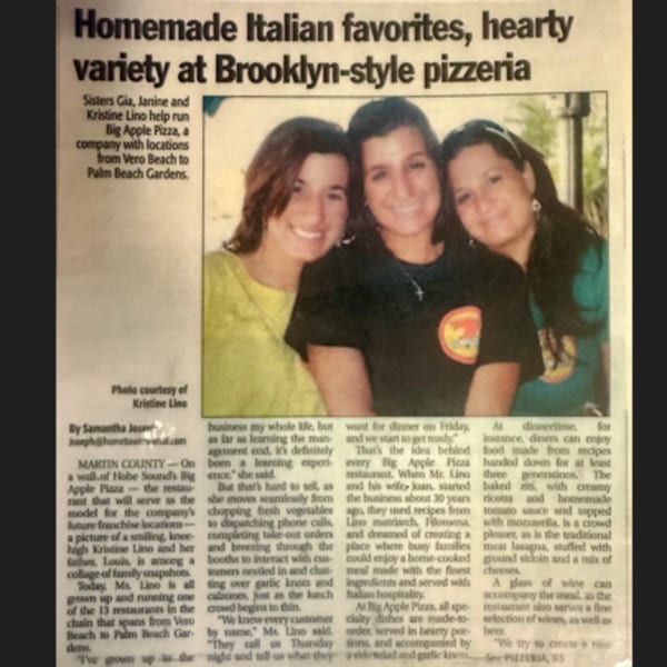 Three smiling women, Gia, Janine, and Kristine Lino, pose together for a photo.